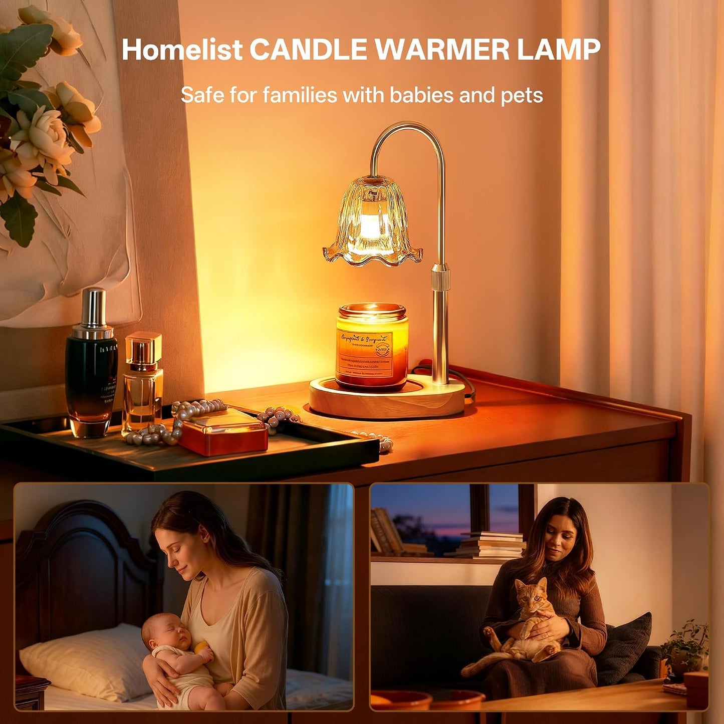 Homelist Candle Warmer Lamp with Timer, Height Adjustable Candle Lamp, Home Decor, Wax Melt Warmer for Birthday Chrismas Holiday Gifts for Mom, Women, Sister