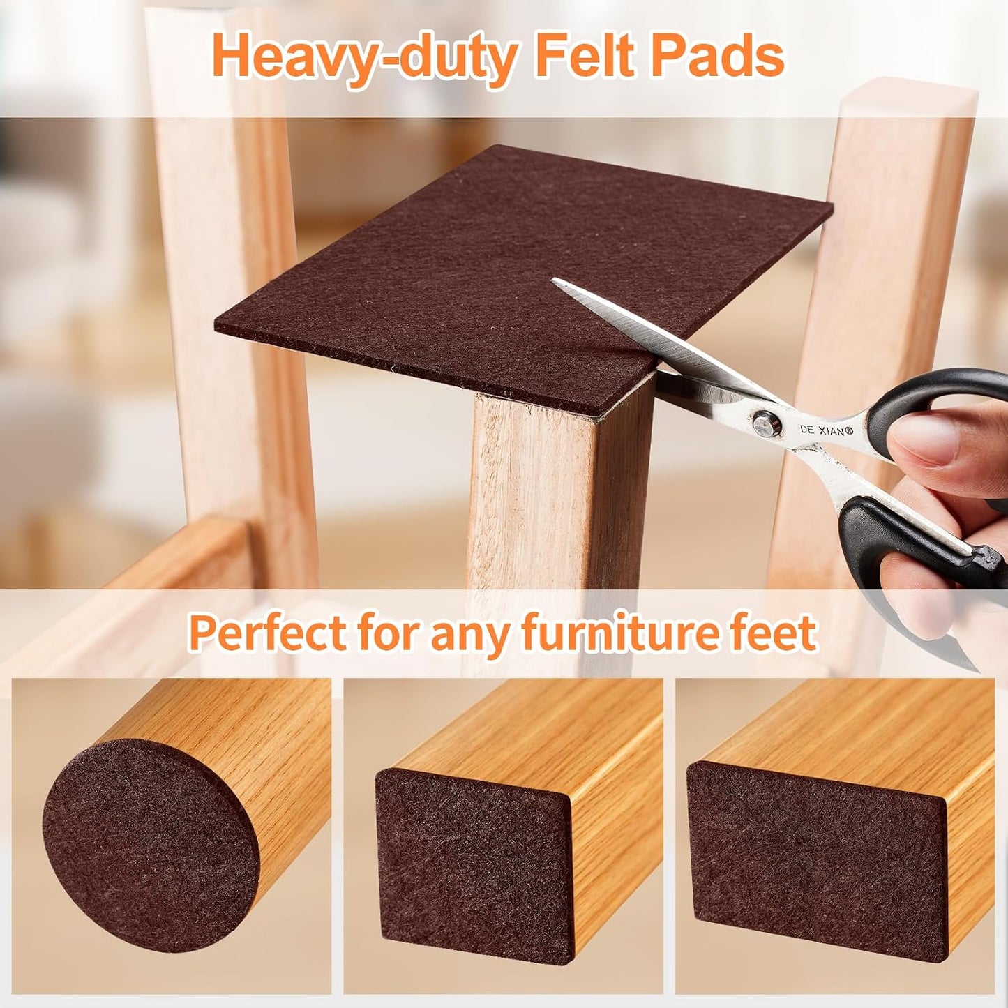 Felt Furniture Pads 300 Pieces, Furniture Pads for Hardwood Floors, Felt Pads for Chair Legs Furniture, Floor Protectors for Furniture Black
