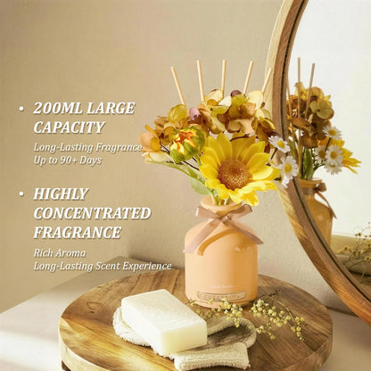 COCORRÍNA Reed Diffuser Set, 6.7oz Flower Reed Diffuser with Sticks,Black Forest Essential Oil, Long Lasting Home Fragrance for Bathroom, Bedroom & Shelf Decor, Aesthetic Gift for Women