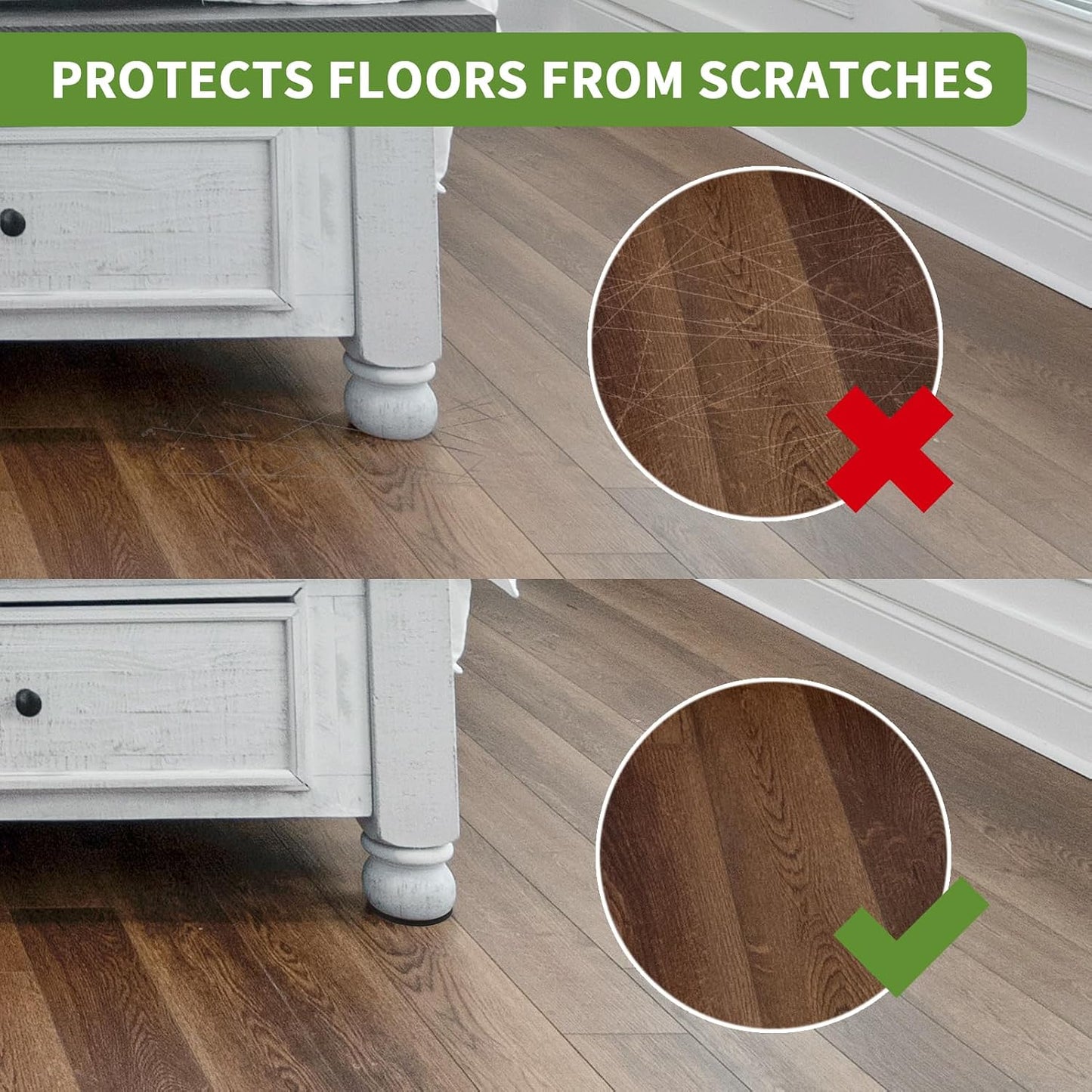 Non Slip Furniture Pads 36 PCS 1'' Square - Anti Slip Furniture Pads - Self Adhesive Rubber Feet Furniture Feet - Chair Leg Floor Protectors - Keep Furniture in Place