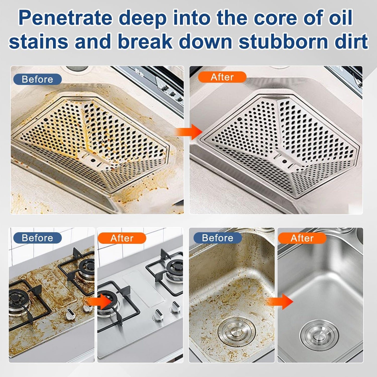 Heavy Duty Kitchen Degreaser Spray – Multi-Surface Oil & Grease Remover for Oven, Stovetop, Grill, Range Hood & Cookware, Non-Abrasive Low-Odor Formula, Effective Cleaner for Kitchen Surfaces