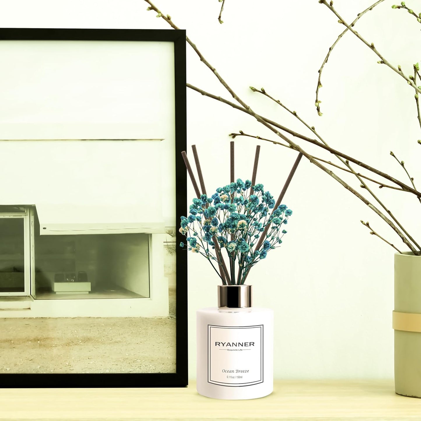 Reed Diffuser Set,5.1 fl oz Clean Linen Scent Diffuser with Sticks Home Fragrance Reed Diffuser with Essential Oil for Bathroom Shelf Decor&Air Freshener,Home Bathroom Office Decor & Gifts