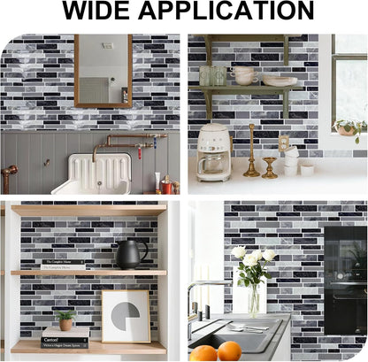 10-Sheet Peel and Stick Backsplash Waterproof Oil-Proof Wall Tiles for Kitchen & Bathroom, Easy Install Self-Adhesive Wall Tiles, Removable Stick-On Backsplash for Kitchen Stove & Walls