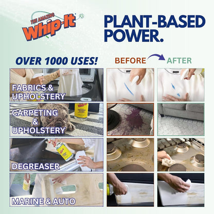 Whip It Cleaner Concentrate, Multi Purpose Stain Remover, Plant Based Enzyme Cleaner, Cleaning Food, Grease, Coffee, Wine, Baby Stains, Over 500 uses, Made in the USA, 1 Gallon,128-ounce