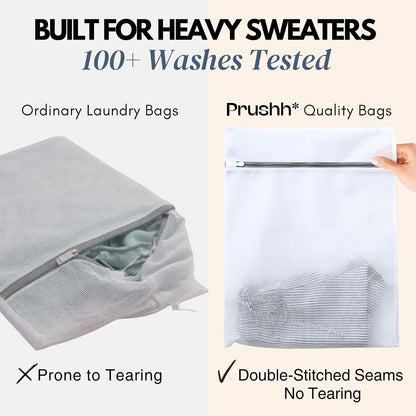 3Pc Spacious Durable Mesh Laundry Bags (16x20 Inches) Protects Delicates, Fine Mesh for Uniform Wash & Dry, Auto-Lock Zipper, Washer-Friendly, For Home, Dorm or Storage, Fits Socks to Sweaters