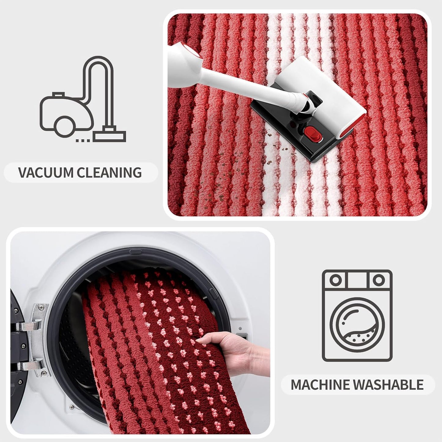 Kitinjoy Indoor Outdoor Door Mat, 32x20 Non-Slip Absorbent Dirt Trapper, Low-Profile Washable Inside Entrance Front Floor Mat, Sturdy Soft Entry Doormats for Entryway, Grey