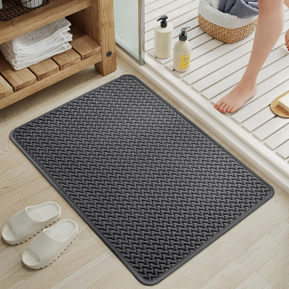 YDKGL Bathroom Rugs Non Slip, Super Absorbent Quick Dry Bath Mats for Bathroom, Foam Weave Texture Thin Bath Rugs Washable with Rubber Backing Fit Under Door Outside Shower,16" x 24“