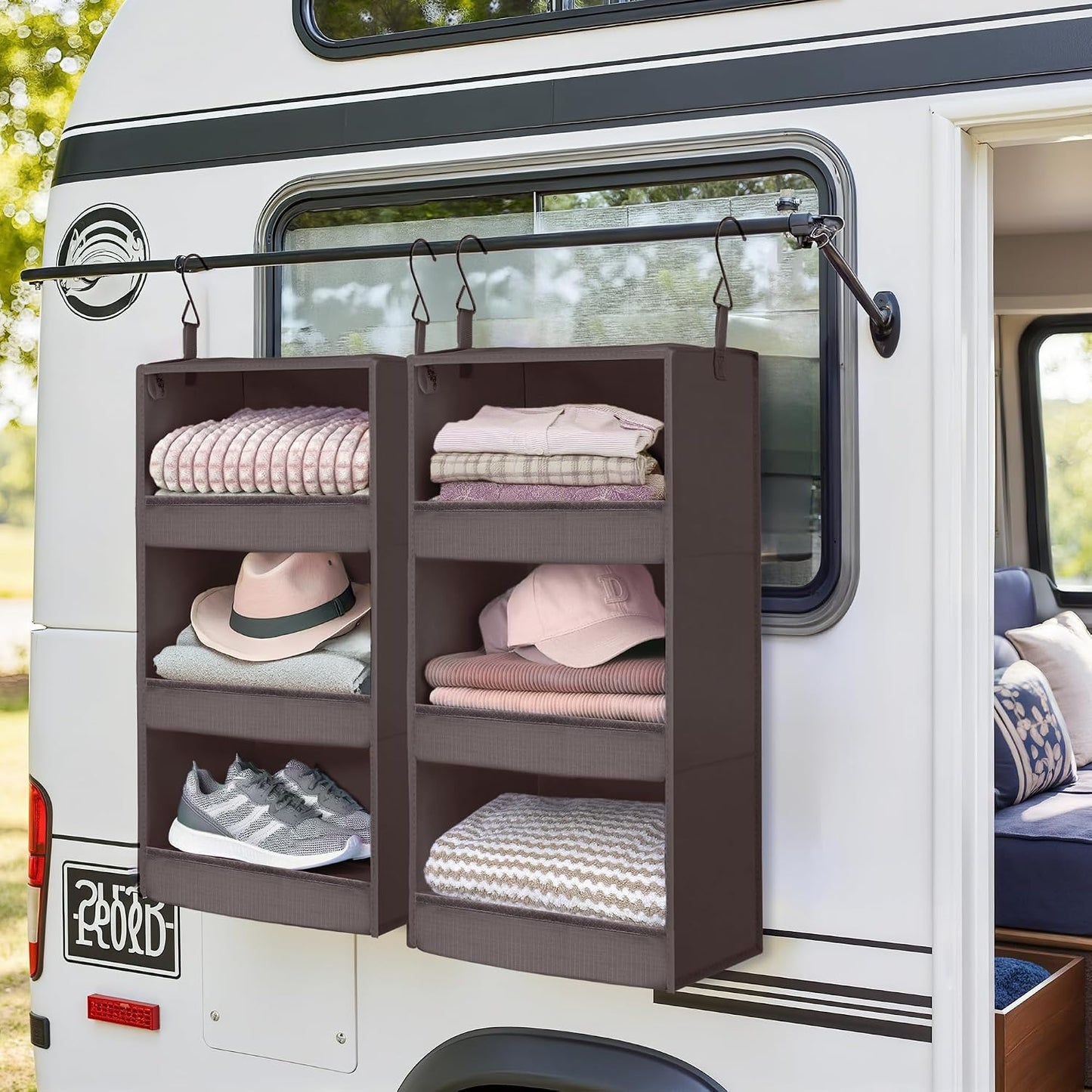 GRANNY SAYS 3-Shelf Hanging Closet Organizer and Storage, Collapsible Hanging Closet Shelves, Hanging Organizer for Closet & RV, Gray, 29 ½" H X 12" W X 12" D, 1-Pack