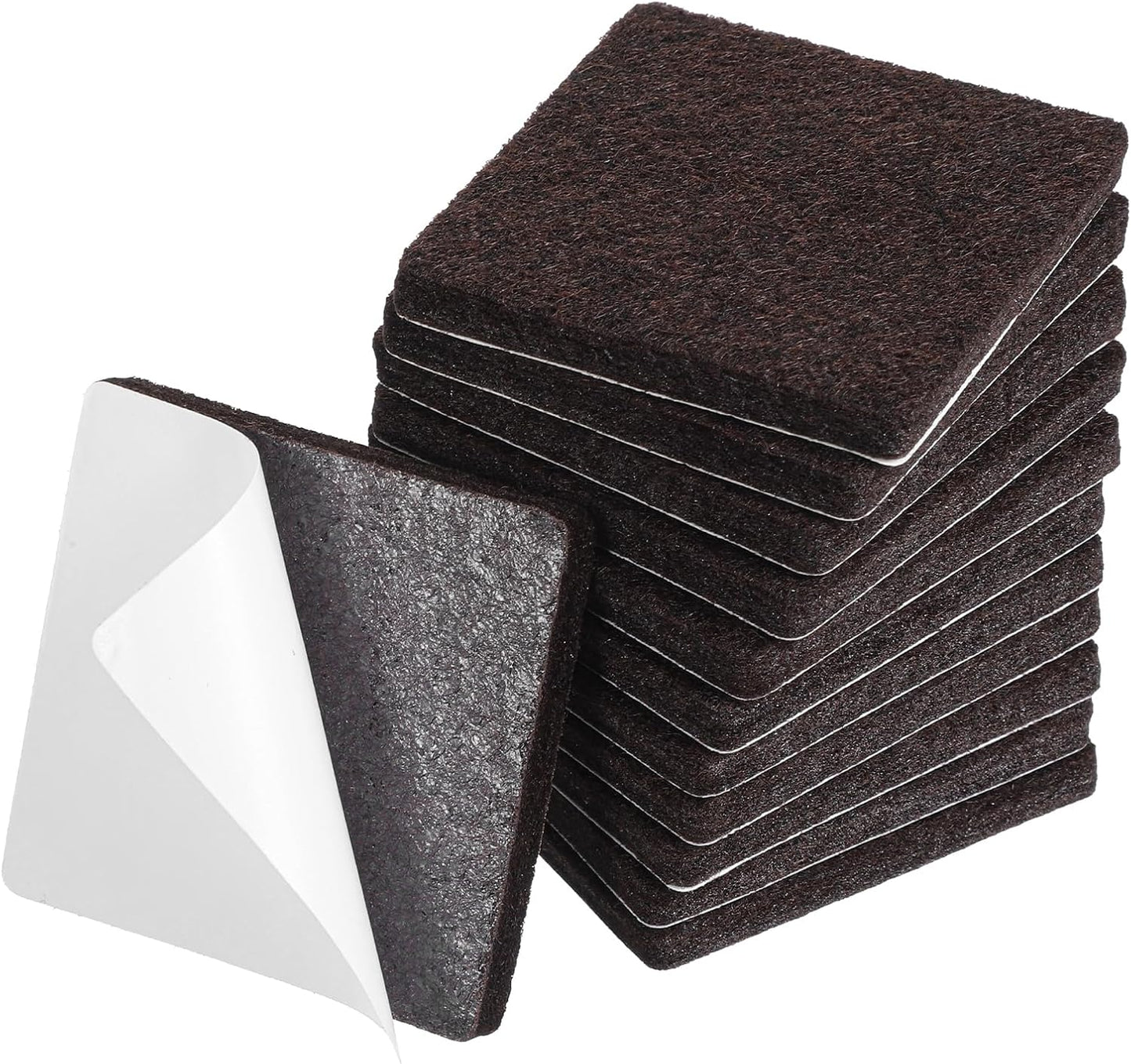 12 PCS Square Felt Pads for Chair Legs, 2 × 2 Inch Thick Adhesive Felt Pads | Non Scratch Furniture Pads for Hardwood Floors, Brown