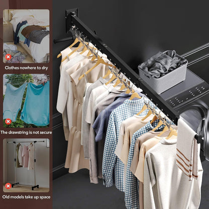 ZdwCyl Clothes Drying Rack Wall Mounted,Drying Rack Clothing,Clothes Hanging Rack,Retractable,Collapsible(Tri-Fold), White Color(Ring)