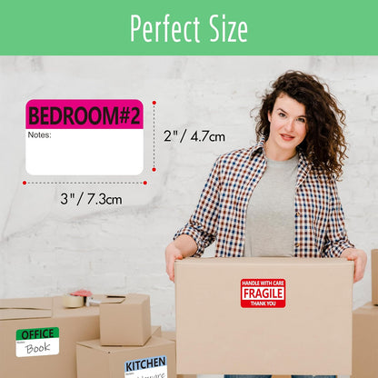 160 PCS Moving Labels, 8 Color-Coded Self-Adhesive Rectangular Stickers for Boxes, Large Home Moving Blank Packing Labels for Cartons, Storage Bins, Office Uses (6” x 4”)