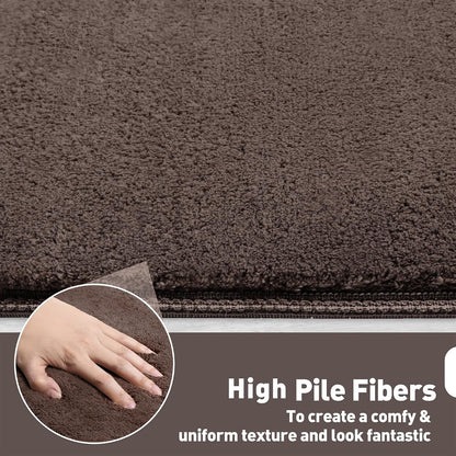 PURE ERA Carpet Stair Treads Ultra Plush 9.5" X 30"Soft Bullnose Indoor Stair Protectors Pet-Friendly Non-Slip Skid Resistant Tape Free Washable Reusable(2 Pieces,Brown)