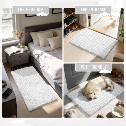 Yimobra Bathroom Rugs Non Slip Washable - Ultra Soft Absorbent Chenille Bath Mat, Quick Dry Shaggy Floor Carpet for Tub Shower, Gray Home Decor Accessories, 24x17 Inch