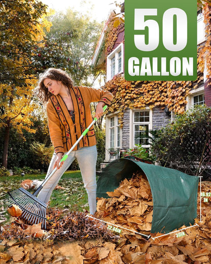 Outdoor Metal Leaf Bag Holder Stand, Fits 30-45 Gal Garbage Bags, Portable | Yard waste bag holder, Garden trash bag frame, Freestanding leaf bag stand, Camping garbage can, Disposable bag holder