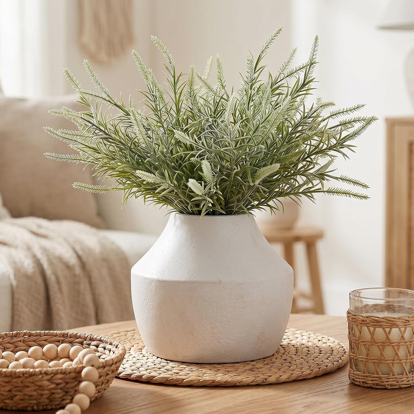 CUCUMI Ceramic Vase Set of 5, Home Decor Farmhouse Décor Handmade Pottery Vases for Pampas Grass, Dried Fresh Flowers, Table, Living Room, Kitchen, Shelf, Entryway Mantel Neutral Tones
