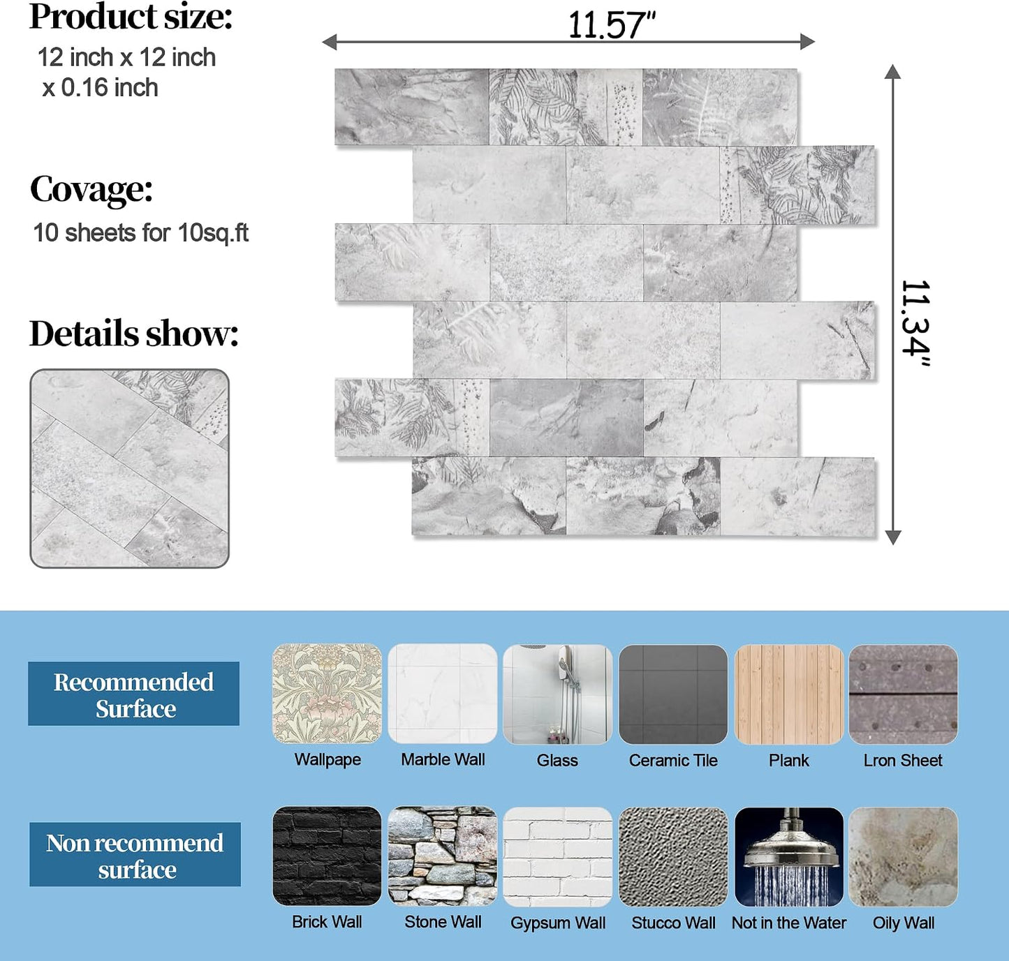 2026 New Upgrade Peel and Stick Backsplash Tile, Peel and Stick 11.34" X 11.57" Wall Tile for Kitchen, Bathroom, Fireplace, Laundry (Beige Ecru, 10 Packs)