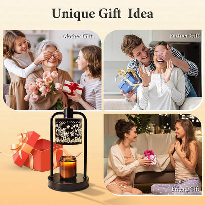Candle Warmer Lamp Electric with Timer: Wax Melts Warmer - Dimmable Candle Wax Warmer Electric Candle Warmer with Replacement Bulbs, Bedroom Home Decor Compatible with Various Candles-Linen