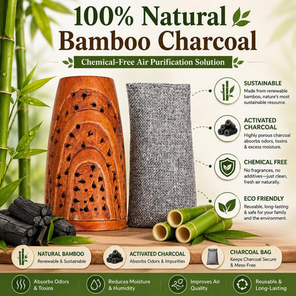 Activated Charcoal Bag | Odor Absorber | Bamboo Charcoal Air Purifying Bag | Natural Deodorizer for Home Kitchen Bathroom | Closet Freshener | Removes Smell & Moisture (Medium)