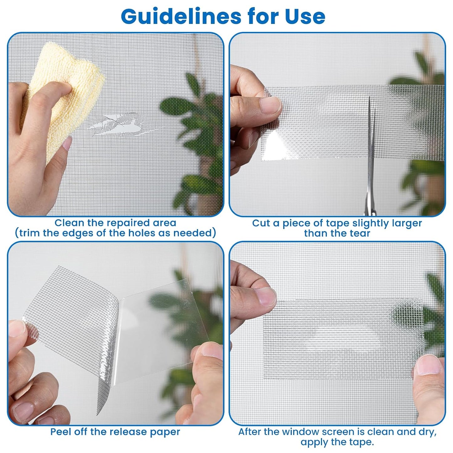 Gray Window Screen Repair Tape 2 in X 35 FT Fiberglass Screen Patch Strong Adhesive Mesh Tape for Window & Door Screen Holes & Tears Repair Kit
