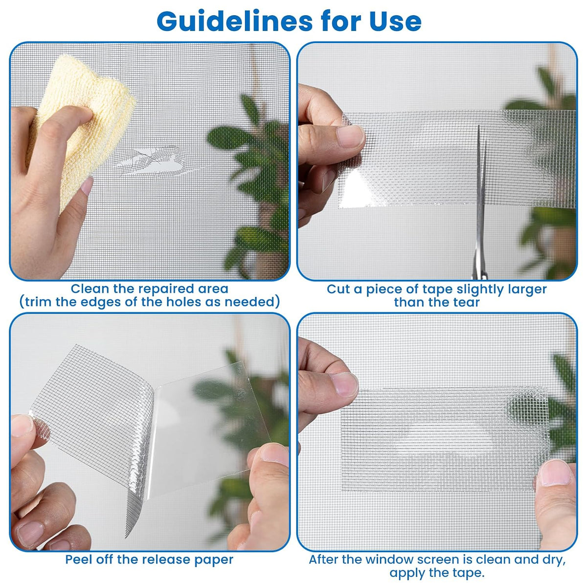 Window Screen Repair Tape 2 in x 40 FT Fiberglass Strong Adhesive Screen Patch, Waterproof Mesh Repair Kit for Window & Door Screen Holes Tears - Black