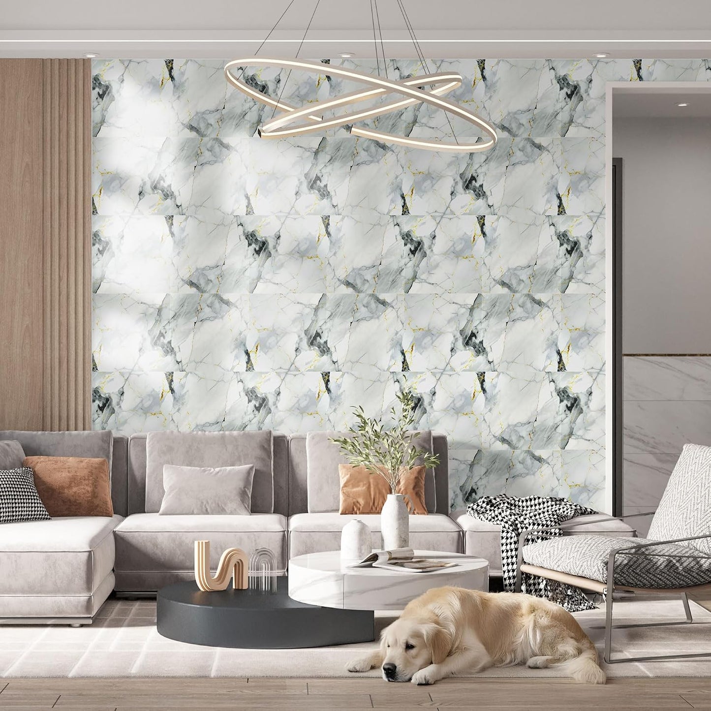 Vieshful 20pcs Peel and Stick Backsplash Tile，12"x12" Self Adhesive Marble Tile for Wall, PVC Waterproof Shower Wall Panels, Back Splash Stick on Tiles for Kitchen Bathroom Living Room (Not Real Tile)