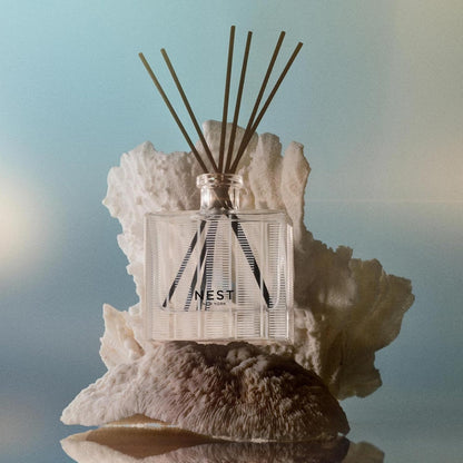 NEST New York Reed Diffuser, Moroccan Amber - 5.9 fl oz - Fragrance for Up to 90 Days - Reusable, Refillable Glass Holder - Includes 8 All-Natural Reed Sticks - Flame Free