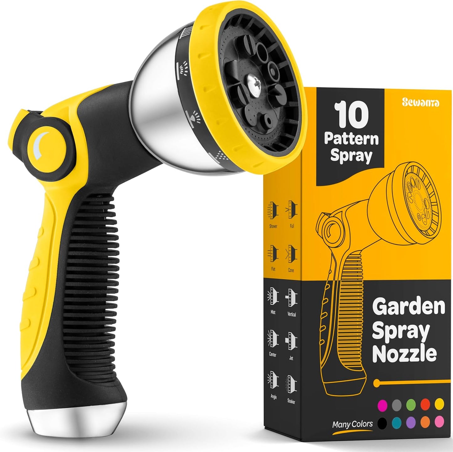 Hose Nozzle [Blue] Heavy Duty Hose Sprayer With 10 Adjustable Watering Patterns. Thumb Control Design, Comfortable Ergonomic Grip, Garden Hose Nozzle for Watering Plants & Lawns/Fun showers/Cleaning