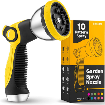 Hose Nozzle [Blue] Heavy Duty Hose Sprayer With 10 Adjustable Watering Patterns. Thumb Control Design, Comfortable Ergonomic Grip, Garden Hose Nozzle for Watering Plants & Lawns/Fun showers/Cleaning