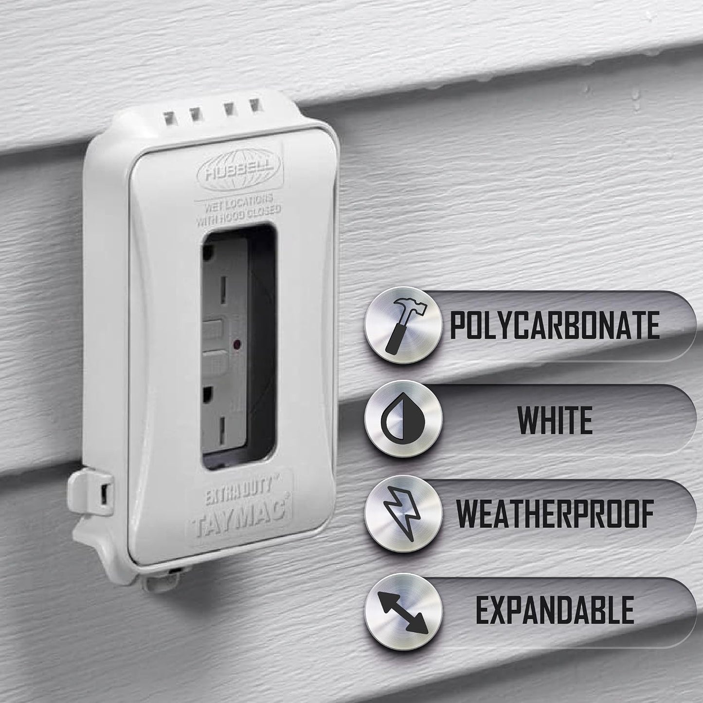 TAYMAC ML500W Single-Gang Mount 16-in-1 Flat Nonmetallic Weatherproof Vertical/Horizontal, 1-Pack, White
