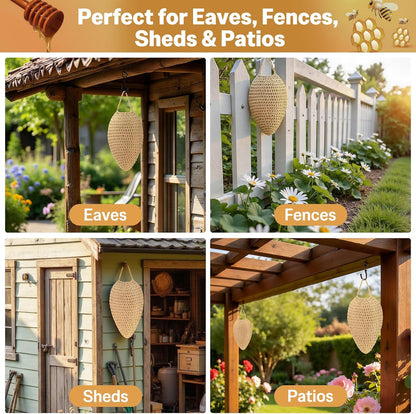 3 Pack Large Crochet Wasp Nest Decoy, Fake Wasp Nest Deterrent for Wasps Hornets, Wasp Traps Outdoor Hanging for Home and Garden