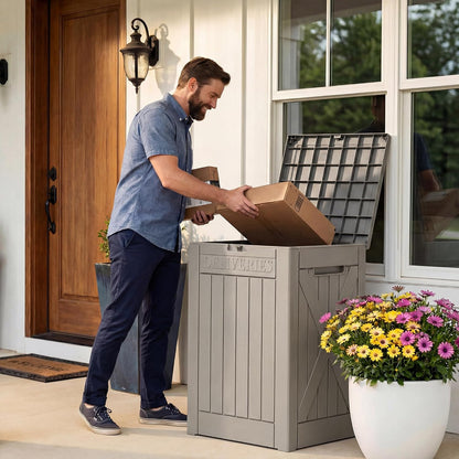 32 Gallon Deck Box Outdoor Indoor Waterproof Storage Box for Patio Furniture, Pool Accessories, Garden Tools, and Cushion Storage, Black