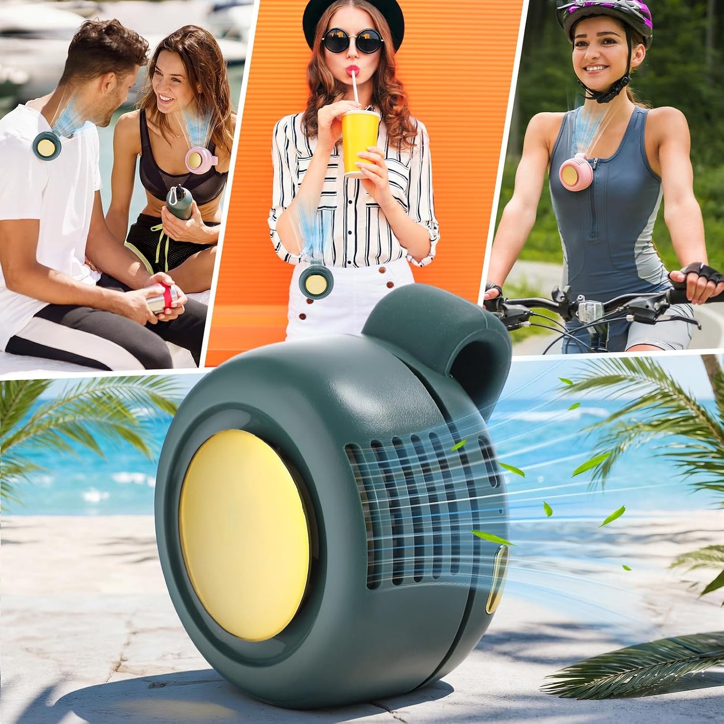 4 Pack 360° Portable Silent Mini Bladeless Electric Fan, Small Fan Clip on for Shirt & Waist, 3 Speeds Rechargeable Whirlwind Cooling Fans for Outdoor Travel Office(Pink)
