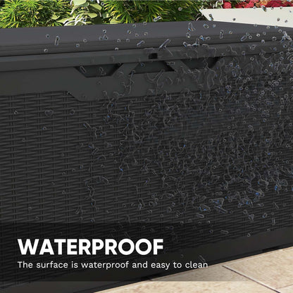 Patiowell 100 Gallon Resin Deck Box, Waterproof Large Outdoor Storage Box for Patio Furniture and Garden Tools, Black
