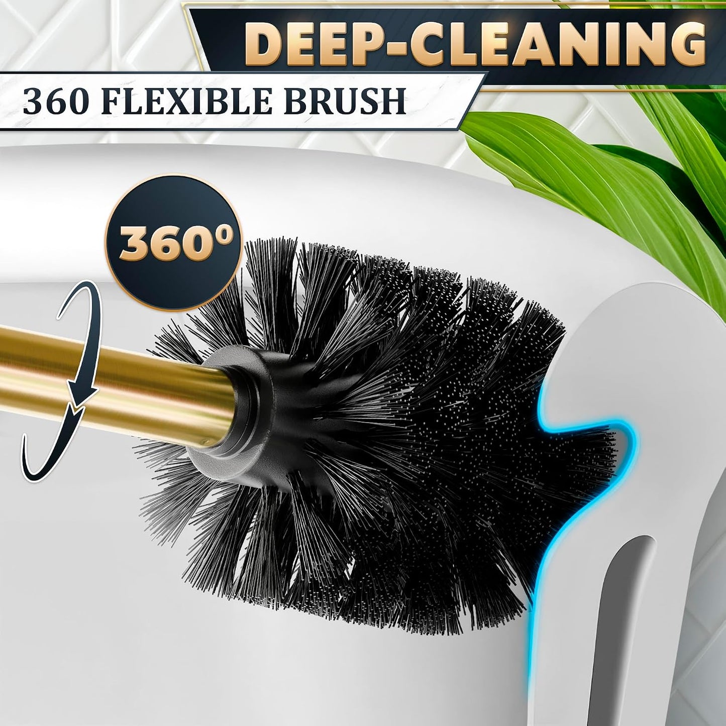 Black Toilet Brush and Holder Set - Slim Matte Design that Fits Anywhere - Stainless Steel Toilet Bowl Brush and Holder with 2 Rounded Corners, Replaceable Head, Removable Inner Bowl & Splash Guard
