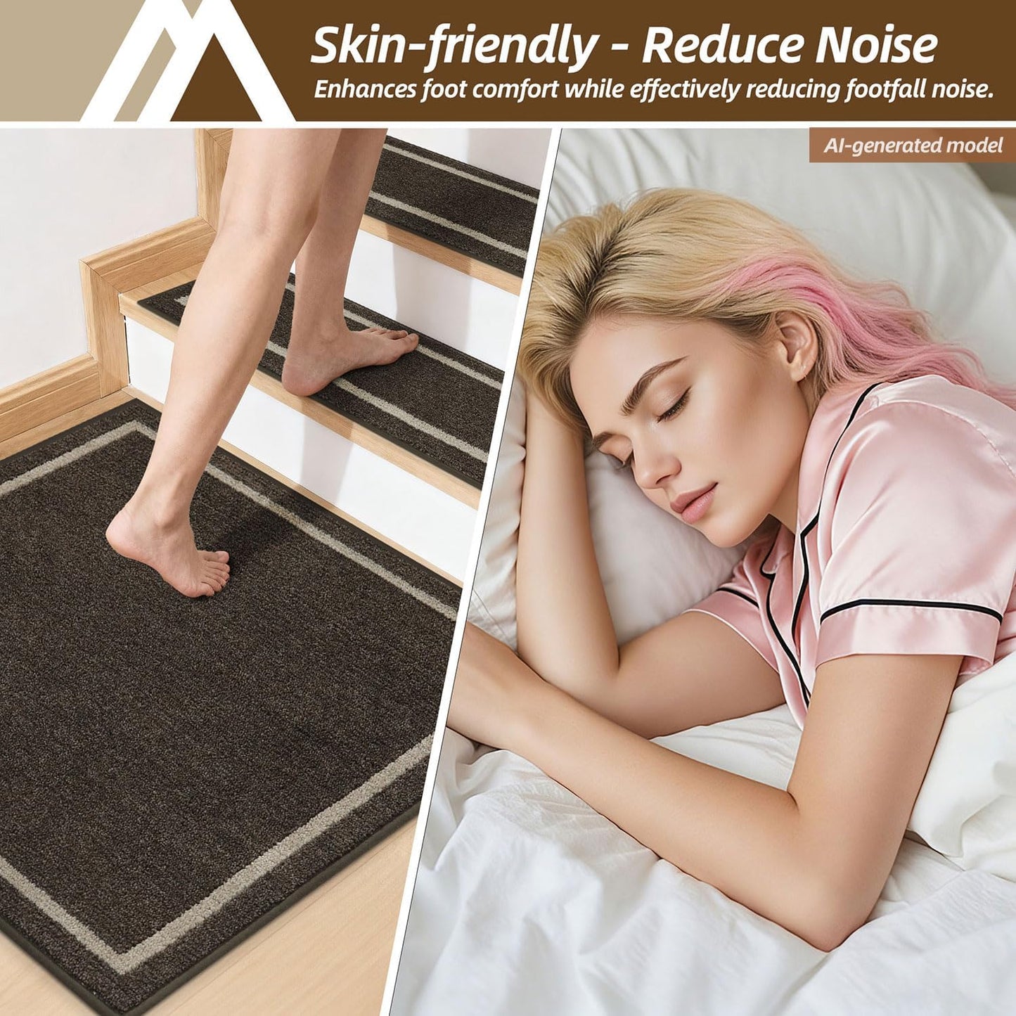 COSY HOMEER Soft Stair Treads Non-Slip Carpet Mat 28inX9in Indoor Stair Runners for Wooden Steps, Stair Rugs for Kids and Dogs, 100% Polyester TPE Backing 4pcs, Grey