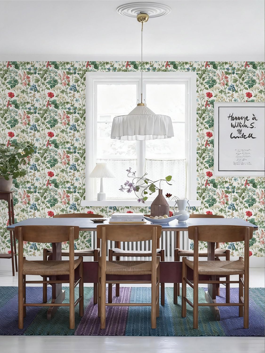 Orainege Pink Floral Peel and Stick Wallpaper Removable Self Adhesive Wallpaper 16.9inx118.1in Modern Wall Paper for Bedroom Bathroom Green Leaf Contact Paper for Cabinets
