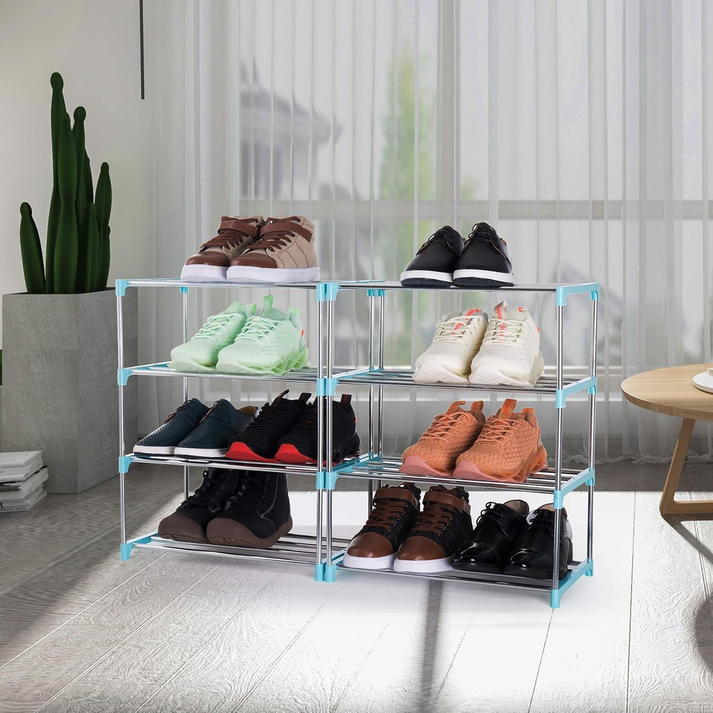 3-Tier Stackable Small Shoe Rack, Lightweight Shoe Shelf Storage Organizer for Entryway, Hallway and Closet(Black)