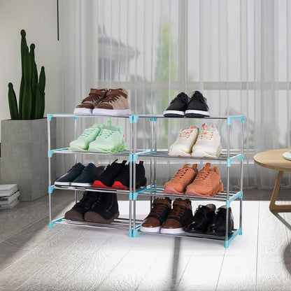 3-Tier Stackable Small Shoe Rack, Lightweight Shoe Shelf Storage Organizer for Entryway, Hallway and Closet(Black)