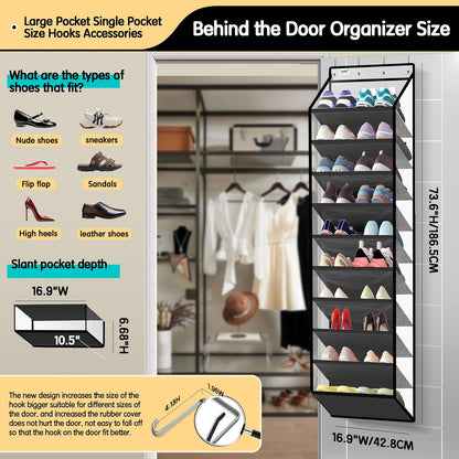 Kotkn 35 Compartment Over The Door Storage - Breathable Mesh Hanging Organizer with Large Pockets, Space Saving Design for Men & Women's Footwear, Closet, Bedroom （White）
