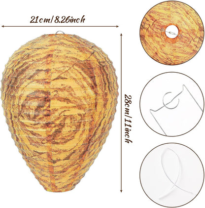 DECYOOL 6 Pack Paper Fake Wasp Nests Decoys for Yellow Jackets and Wasps | ﻿ Oversized Paper Build, Eaves/Garbage/Pool Areas, Territorial Hive Mimicry, Hanging Design,Easy Mount