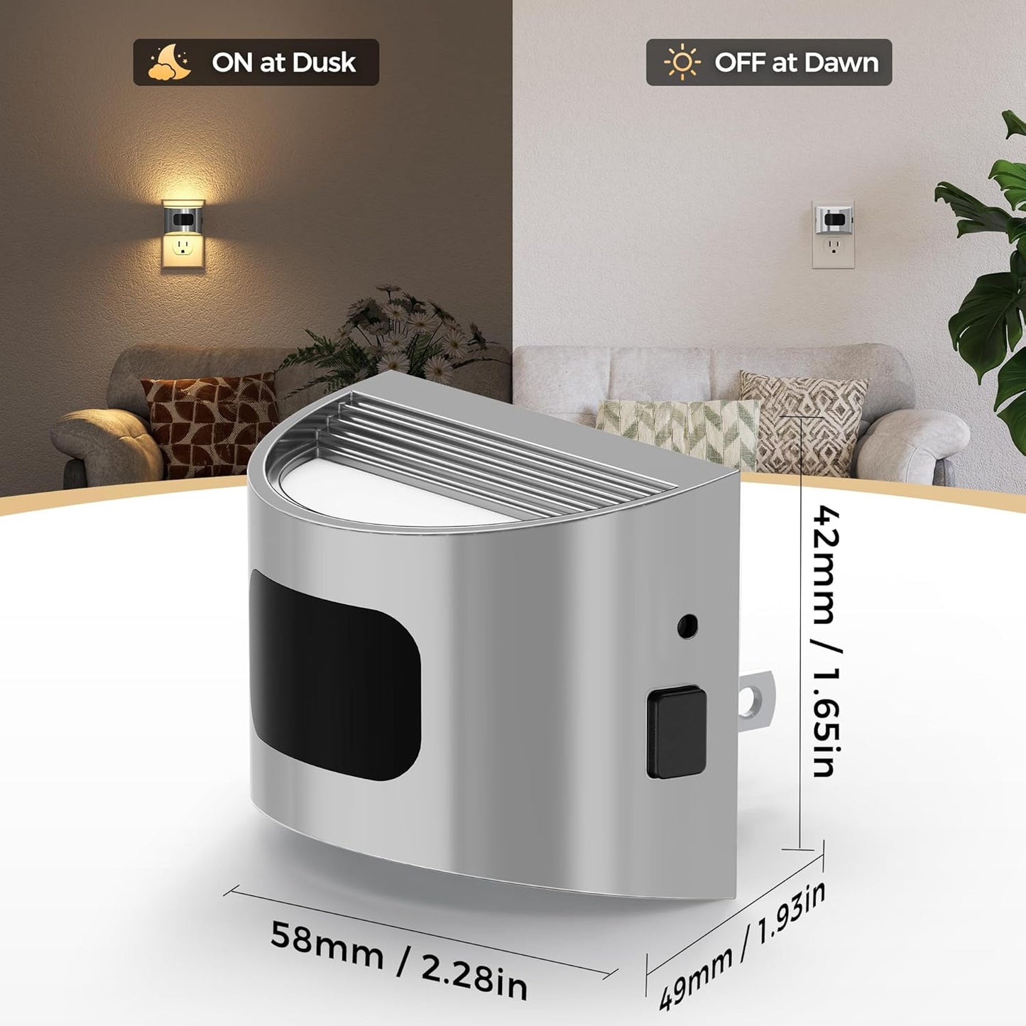 DORESshop LED Night Light[2 Pack], Night Lights Plug into Wall, 3 Mode Plug in Night Light with Motion Sensor, Dusk to Dawn Sensor, Nightlights for Adults, Bedroom, Bathroom, Hallway