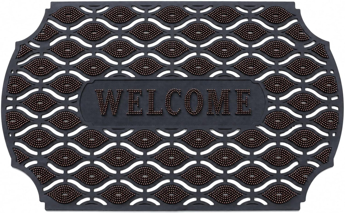 ROOM127 Outdoor Doormat 28.3 x 17.3 in, Rubber Scraper Entry Mat | Heavy Duty 3-Zone Cleaning, Absorbent Strips, Open Drainage, Non Slip Low Profile for Front Door, Patio, Garage & Mudroom
