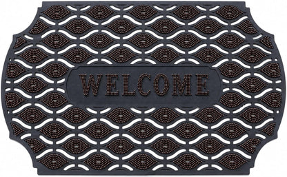 ROOM127 Outdoor Doormat 28.3 x 17.3 in, Rubber Scraper Entry Mat | Heavy Duty 3-Zone Cleaning, Absorbent Strips, Open Drainage, Non Slip Low Profile for Front Door, Patio, Garage & Mudroom