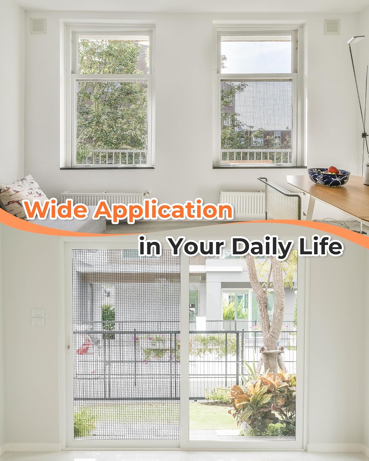 Gecork Black Window Screen Mesh, Durable Fiberglass Screen Replacement for Windows and Doors, High Light Transmission & Maximum Airflow, Easy to Cut & Install, 48" x 102"