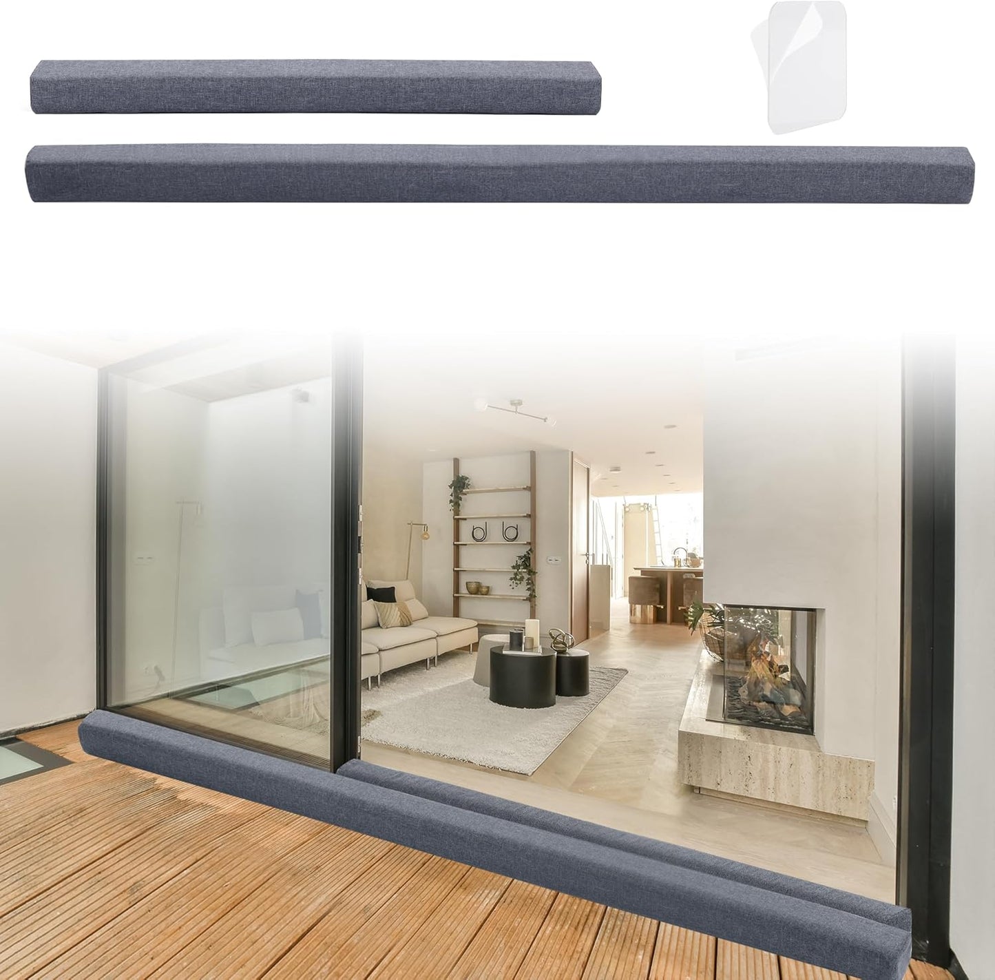 BALAPET 2 Pcs Door Draft Stopper,Sliding Door Draft Stopper Glass Door Draft Blocker, Patio Under Door Draft Stopper Winter Door Insulation Strip Provides Door Insulation and Weather Stripping