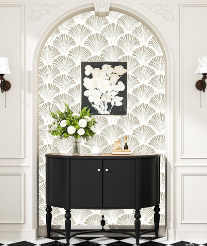 BOKEBEVE Leaves Contact Paper Floral Wallpaper Stick and Peel Boho Damask Wall Paper for Liner Drawer Cabinet Backsplash Renter Friendly Waterproof 17.5 x 118In