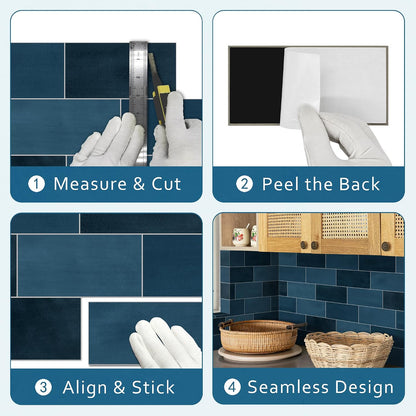 SUNWINGS 100-Sheet Subway Peel and Stick Backsplash Tile, 6" x 3" White Mixed Stone Composite Handmade Looks Self Adhesive Waterproof Wall Tile, Stick on Tiles for Kitchen Bathroom Shower Fireplace