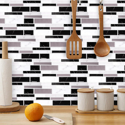 24 Sheet Peel and Stick Tile Backsplash Sticks for Kitchen 10"x 5" Back Splashes Self Adhesive Waterproof Tile Wall Paper for Bathroom Kitchen Backsplash, RV, Fireplace, Black/White Marble Look