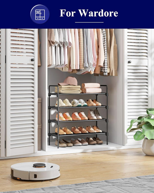 Kitsure Shoe Rack, 39" Wide Extra-Long Shoe Organizer, 3-Tier, Black | Closet, Front Door Entrance, Entryway, Stackable & Detachable Shelf, Closet Organizers and Storage