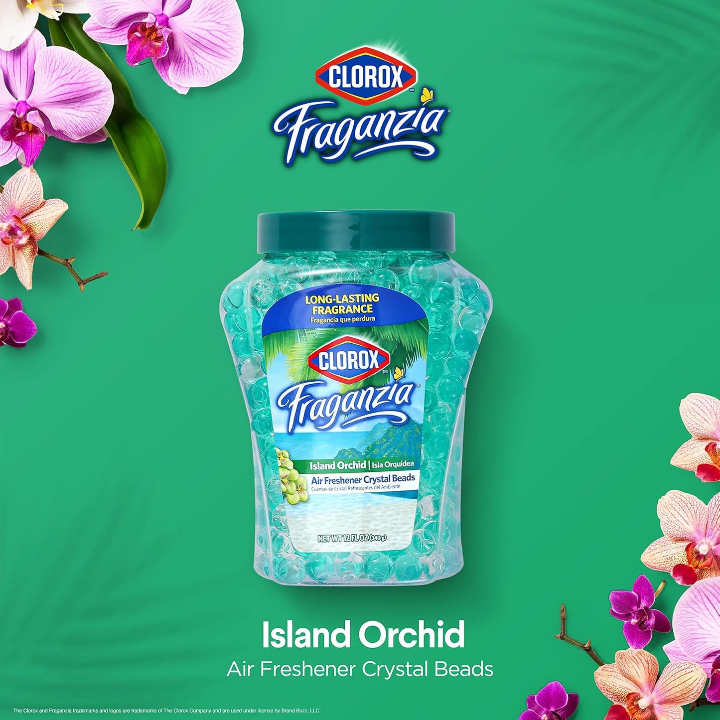 Clorox Fraganzia Crystal Beads Air Freshener, Long Lasting Room Deodorizer and Odor Eliminator Gel Beads to Freshen Home, Car, or Office, Fresh Ocean Breeze Scent, 12 Fl Oz - 2 Pack